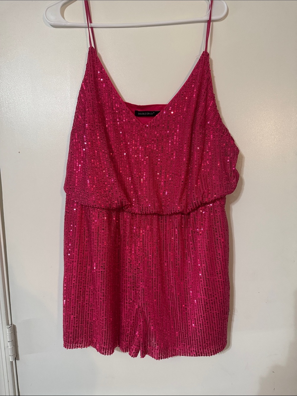 Hot Pink Sequin Romper - Women's Sparkle Playsuit